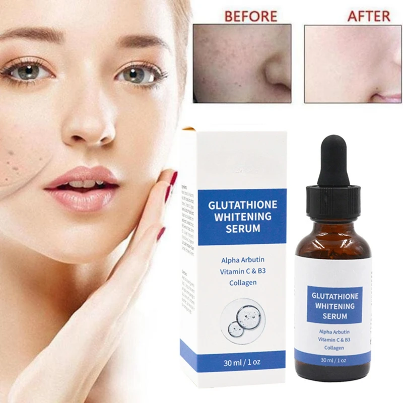 Glutathione Lightening Serum Alpha Arbutin Vitamin C & B3 Collagen Reducing Dark Spots Blemishes Serum