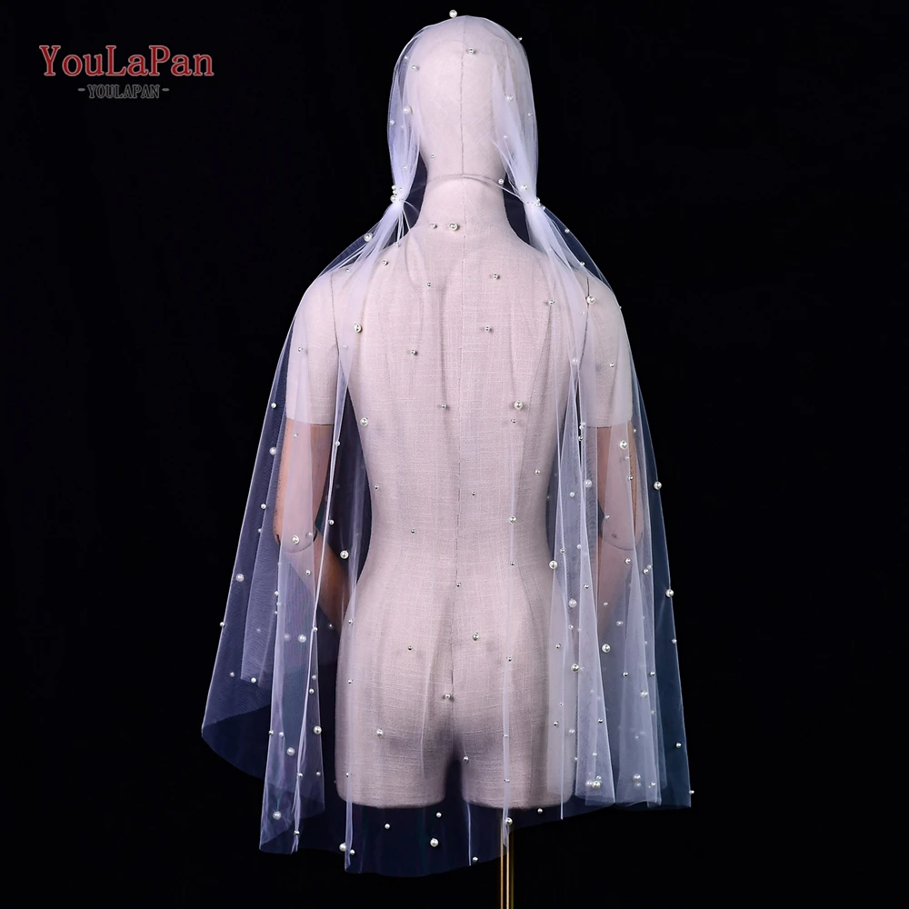 YouLasaupoudrer-Voile de mariage longueur coude V12, voile de mariage blanc, tulle avec perles pour patients, nouveauté 2024