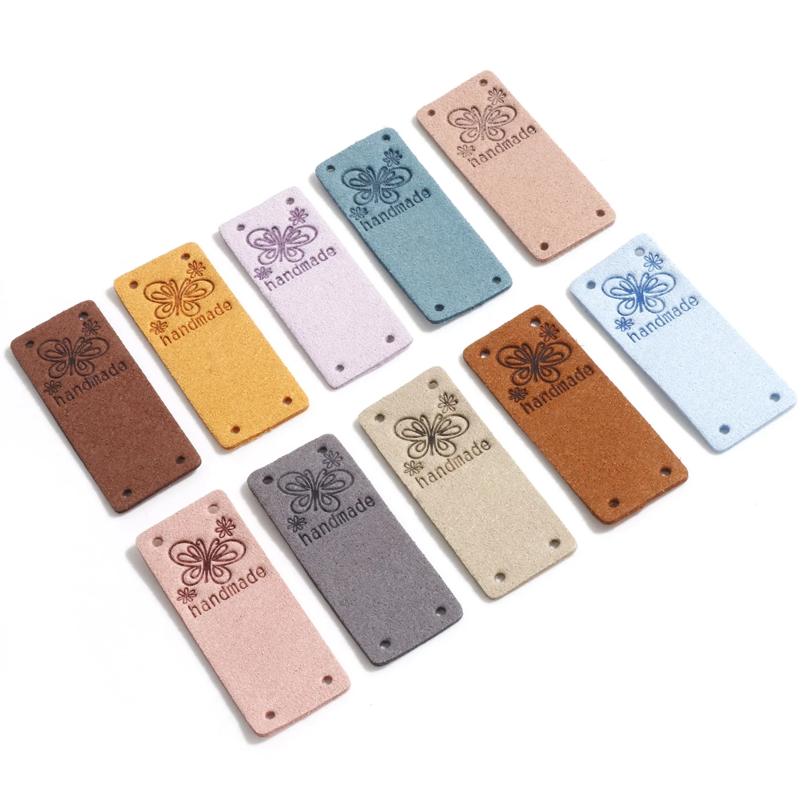 10 PCs PU Label Tags Rectangle Butterfly Pattern \