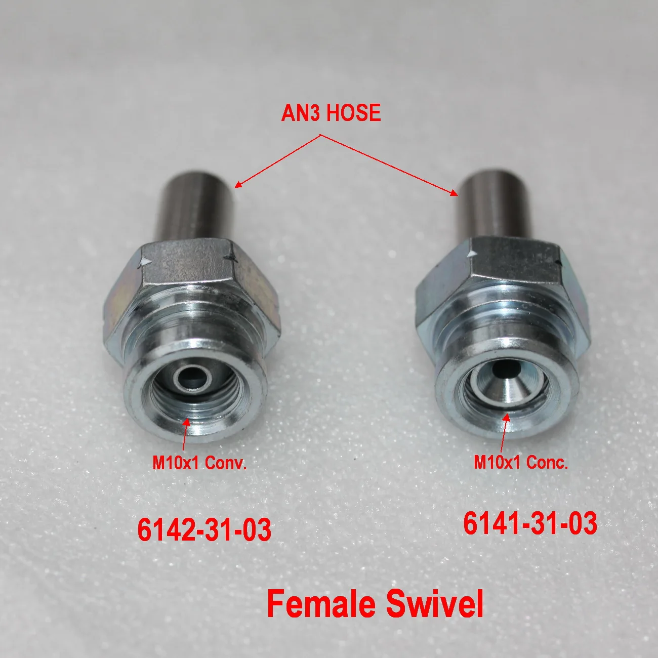 M10x1 CONC. CONV. Female Swivel Fitting For AN3 Braided Hose