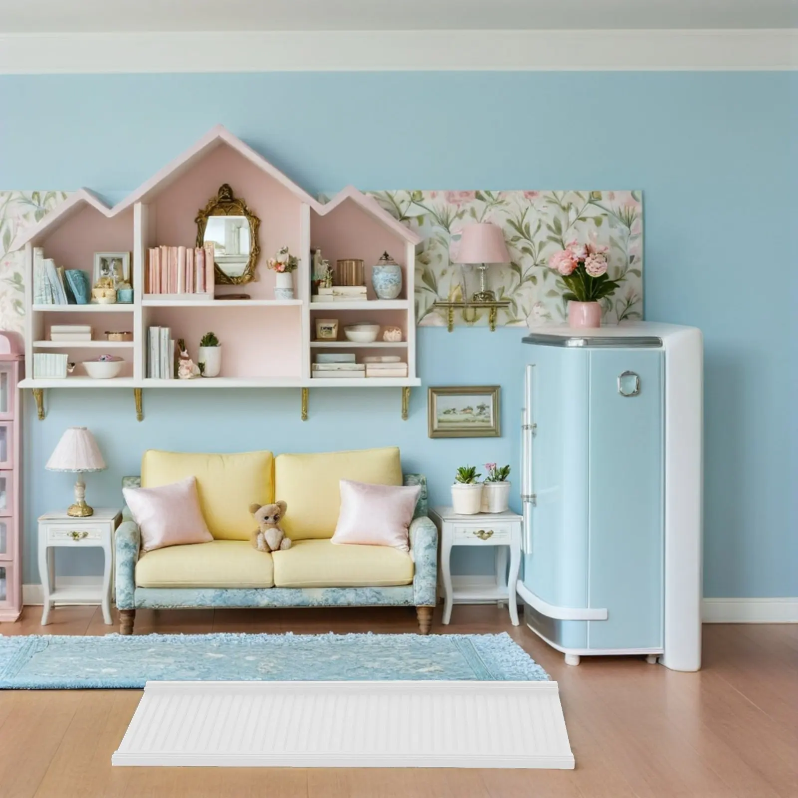 Miniature Dollhouse Wall Paneling Plastic Interior Elegant White Decorative Wall Panels for Bedroom Living Room Kid Creative