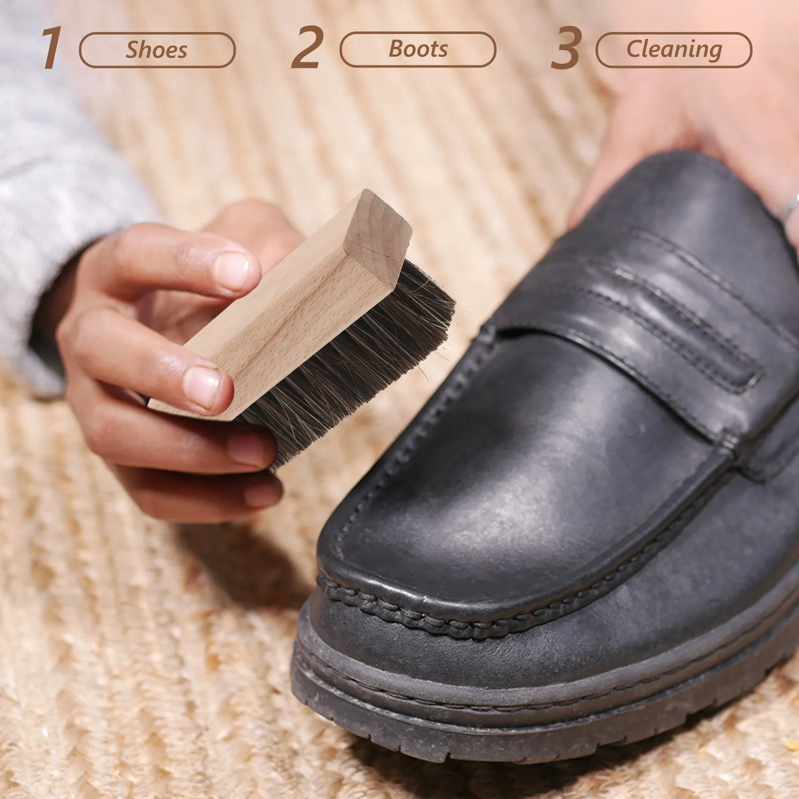 

Набор из 3 щеток для обуви из конского волоса с деревянной ручкой, мягкая щетина, инструмент для чистки и ухода за обувью и ботинками
