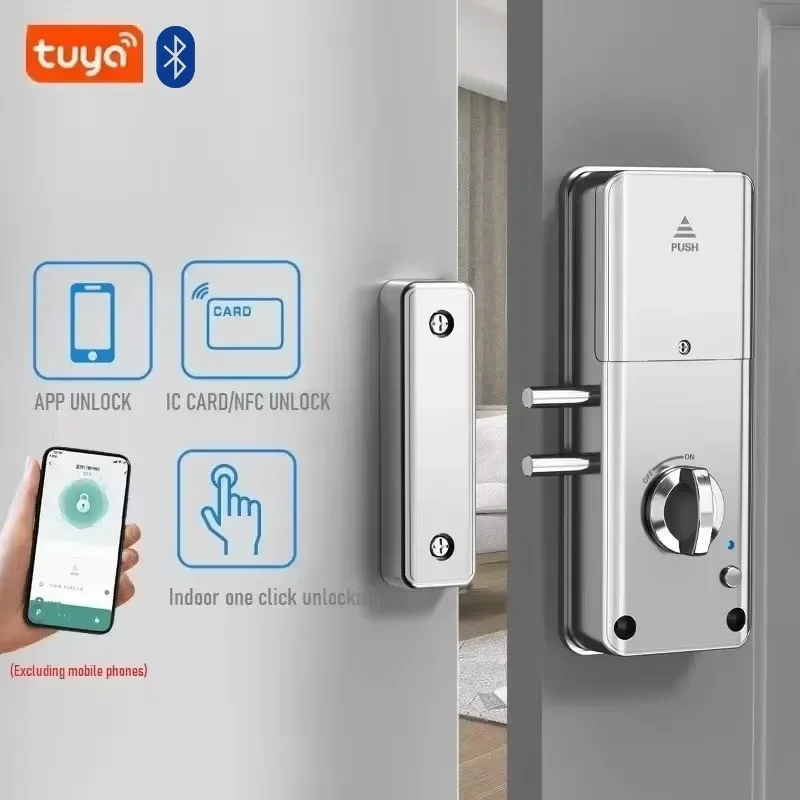 Tuya Smart Lock APP tarjeta IC desbloqueo cerradura de puerta Invisible cerradura electrónica inteligente RFID puerta de madera interior cerraduras