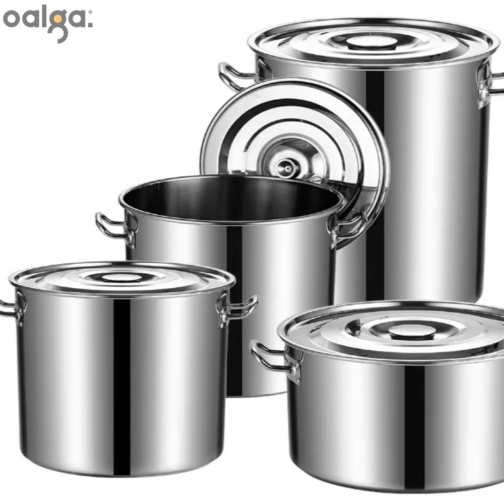 

304 Stainless Steel Barrel Covered Soup Pot Commercial Soup Barrel Thickened Household Oil Barrel Large-capacity Cooking Pots