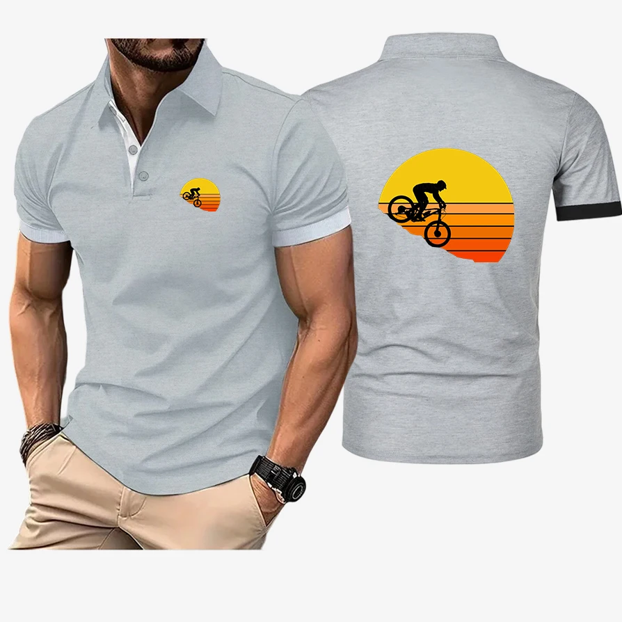 2026 Sports bike enthusiasts Print Men's New Summer High Quantity Polo Shirt Comfortable Solid Color Casual Short Sleeve