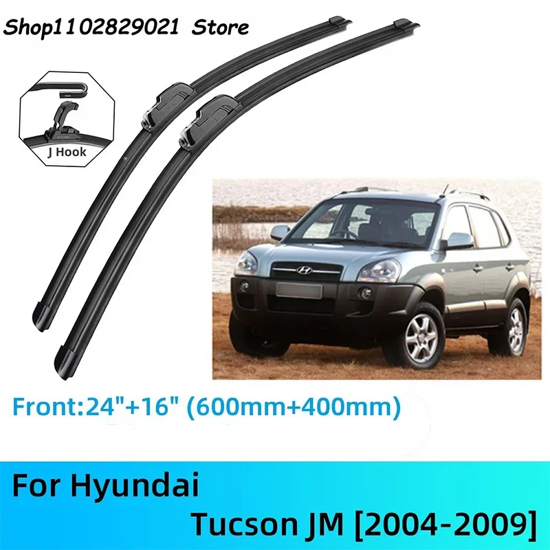 For Hyundai Tucson JM Front Rear Wiper Blades Brushes Cutter Accessories J U Hook 2004-2009 2004 2005 2006 2007 2008 2009