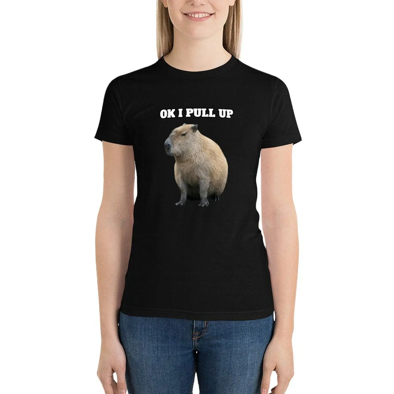 Ok I Pull Up Capybara T-Shirt tees aesthetic clothes female Female clothing t-shirt dress for Women long