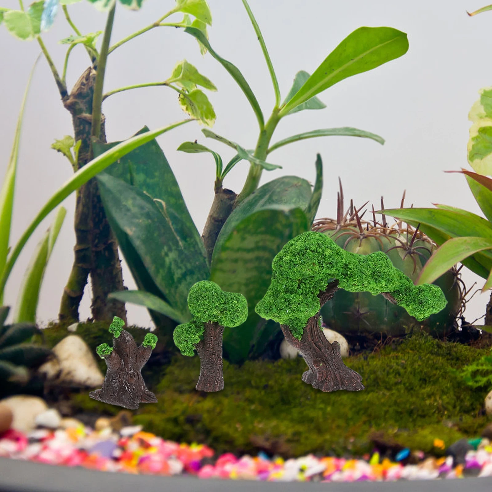 

6pcs Artificial Greenery Plants Simulated Forest Trees Flowers Home Decor Micro Landscape Terrarium Plants Moss Garden