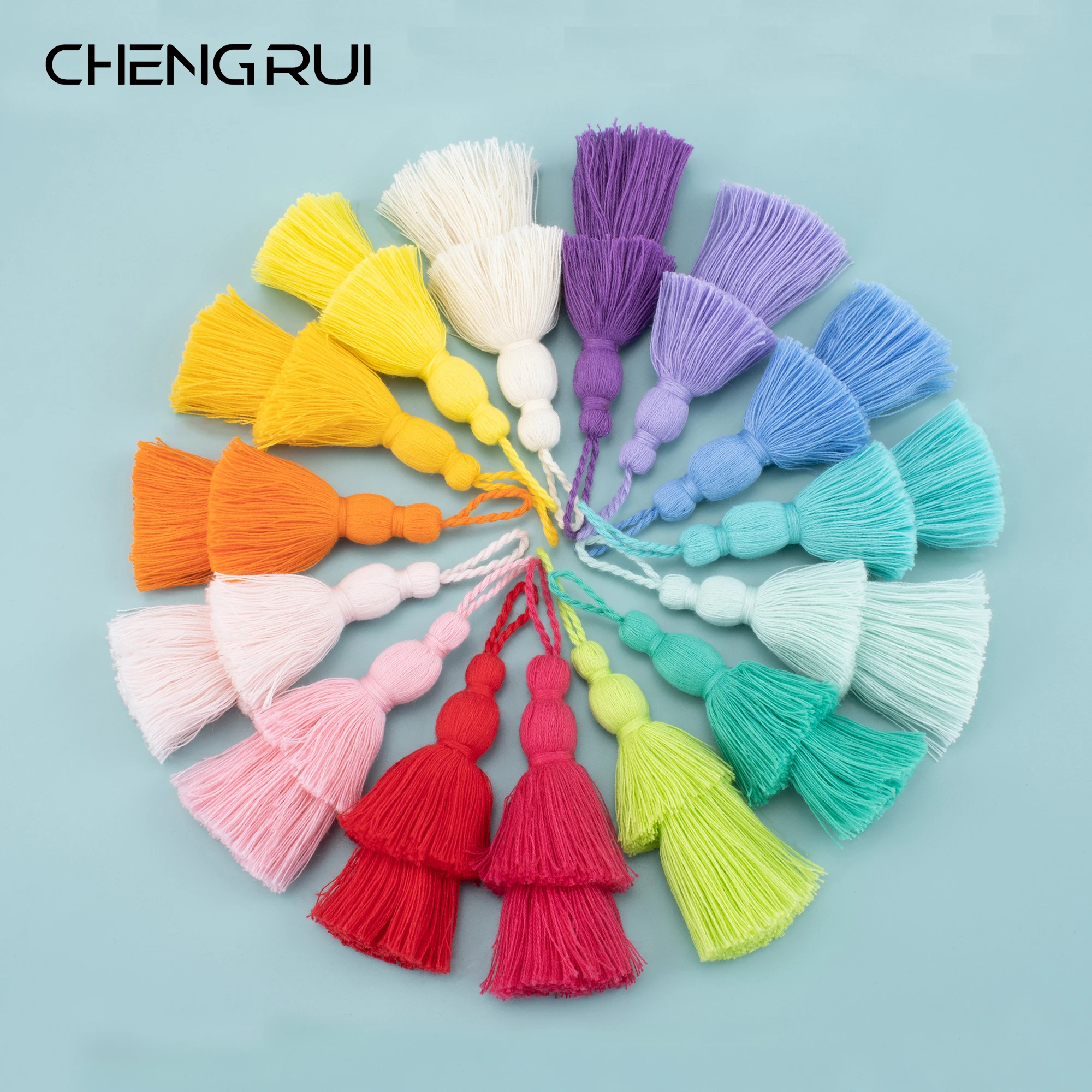 CHENGRUI  L242,12cm,tassel,cotton fringe,Ornament material,double tassel，hand made,jewelry accessories,earring findings,4pcs/bag