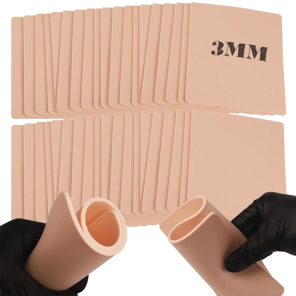 3MM Thick Tattoo Practice Skin Silicone Double Sides Big Size Fake Tattoo Training Skin for Permanent Makeup Tattoo Accessories