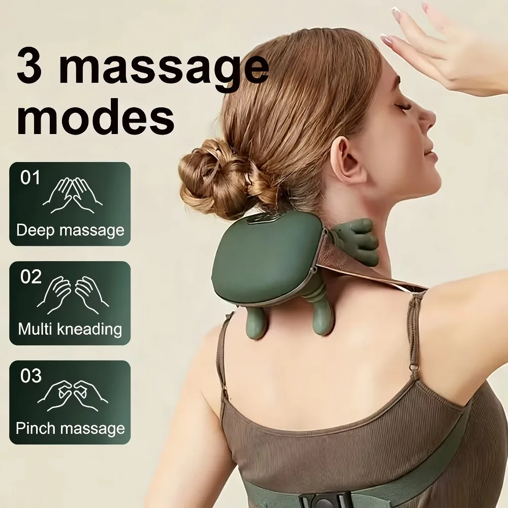 Neck Shoulder Massager, Shiatsu Massage Pillow Heat, Wireless Portable Rechargeable for Knots, Home Office Travel Gift Mom Dad - view 2