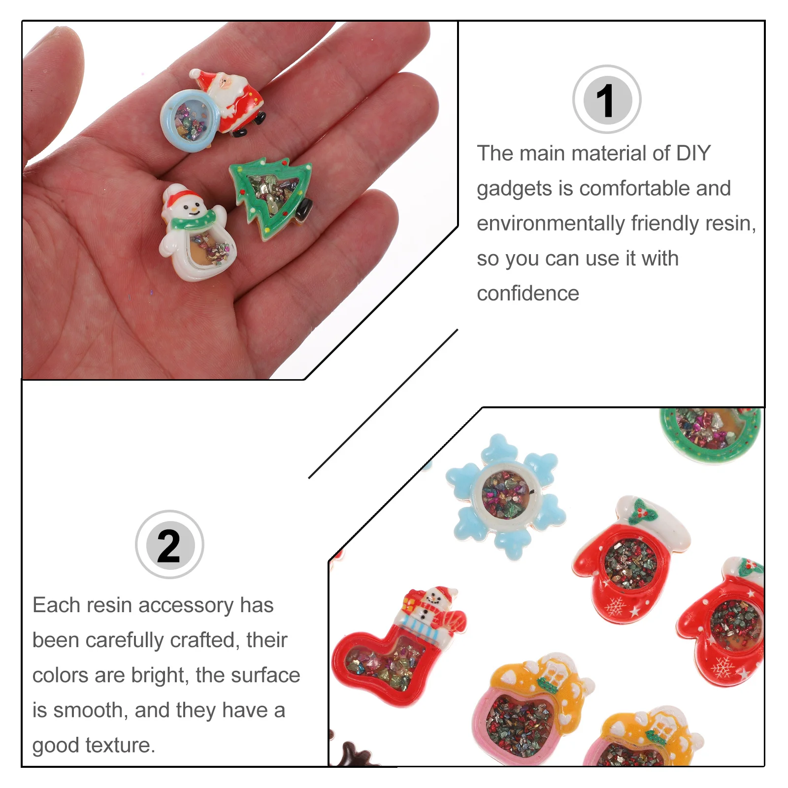 

20Pcs Mini Christmas Resin Craft Accessories DIY Jewelry Making Kit Handmade Decoration Supplies Colorful Rhinestone Pendant
