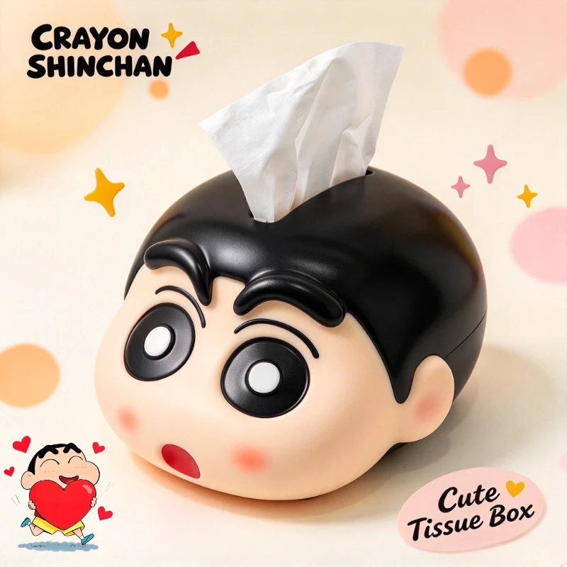 Crayon Shin-chan Cartoon Cute Tissue Box Kawaii Doll Model Ornament Storage Box Home Decor Animation Peripheral Wholesale
