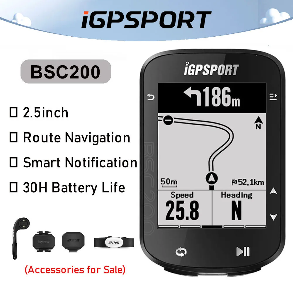 

iGPSPORT BSC200 Bike Computer Cycling Odometer Wireless GPS Speedometer Bluetooth ANT Speed Sensor Route Navigation