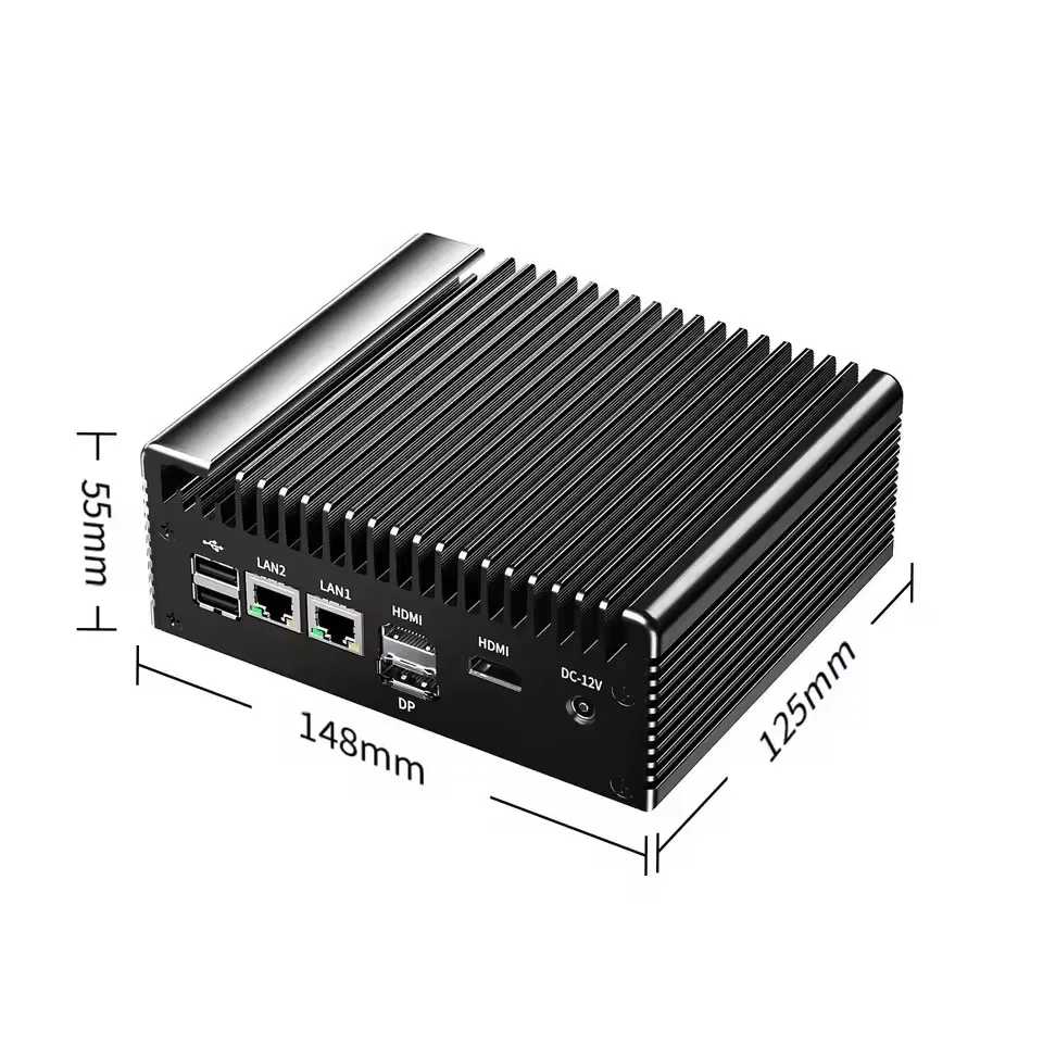 Mini PC Industrial Topton Intel N150 N100 Fanless com 2x2.5G Nics