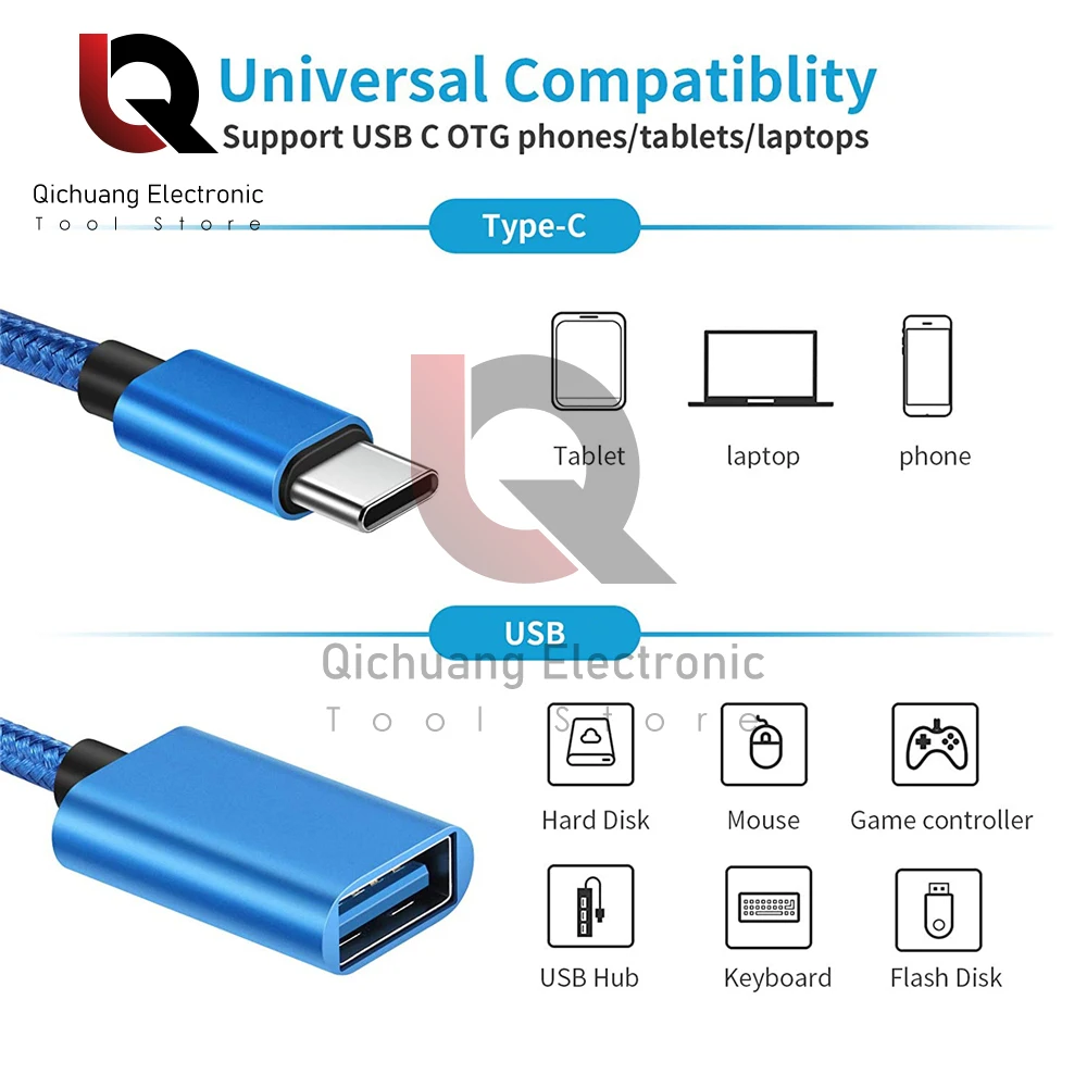 Convertidor de Cable USB 3,0 a tipo C OTG para Xiaomi, Huawei, Macbook Pro, Cable de datos, conector de unidad Flash, adaptador USB tipo C