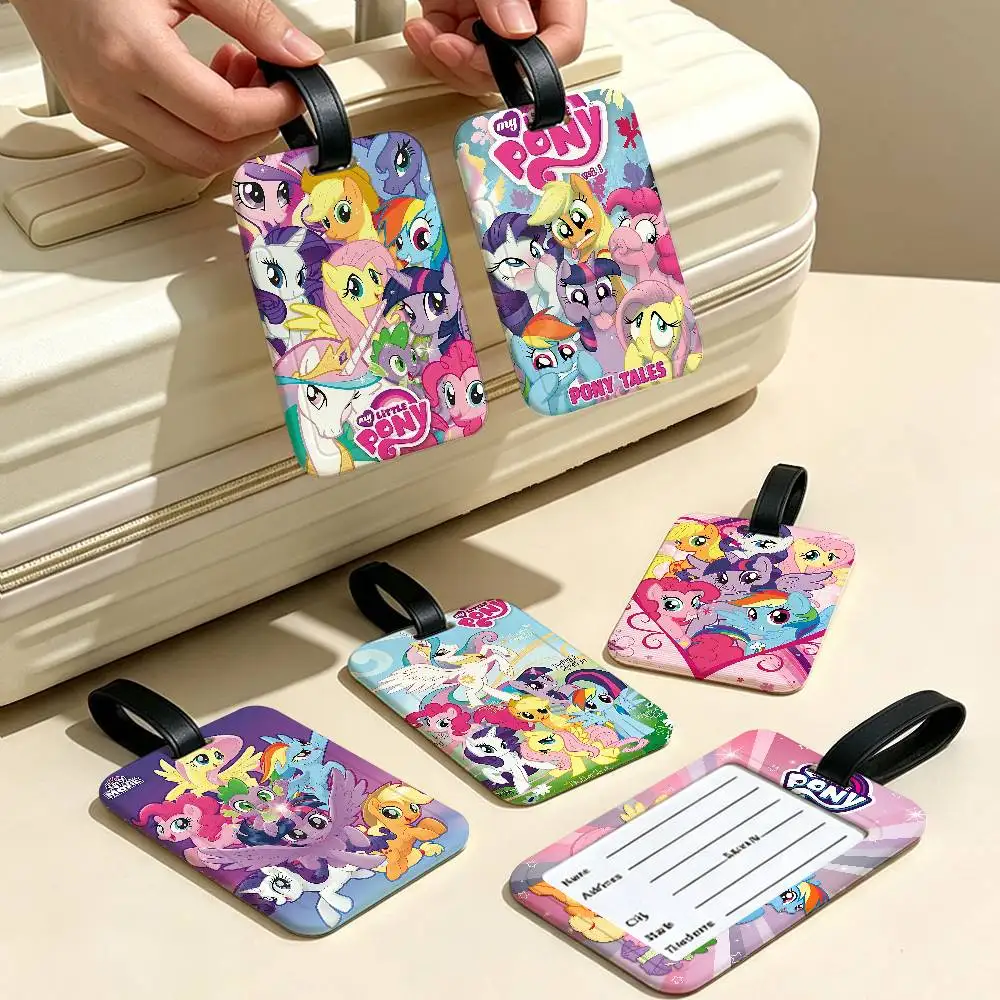 Cartoon My L-Little P-Pony PVC Waterproof Luggage Tag Anti lost Information Card Cover For Student Bag Travel Suitcase