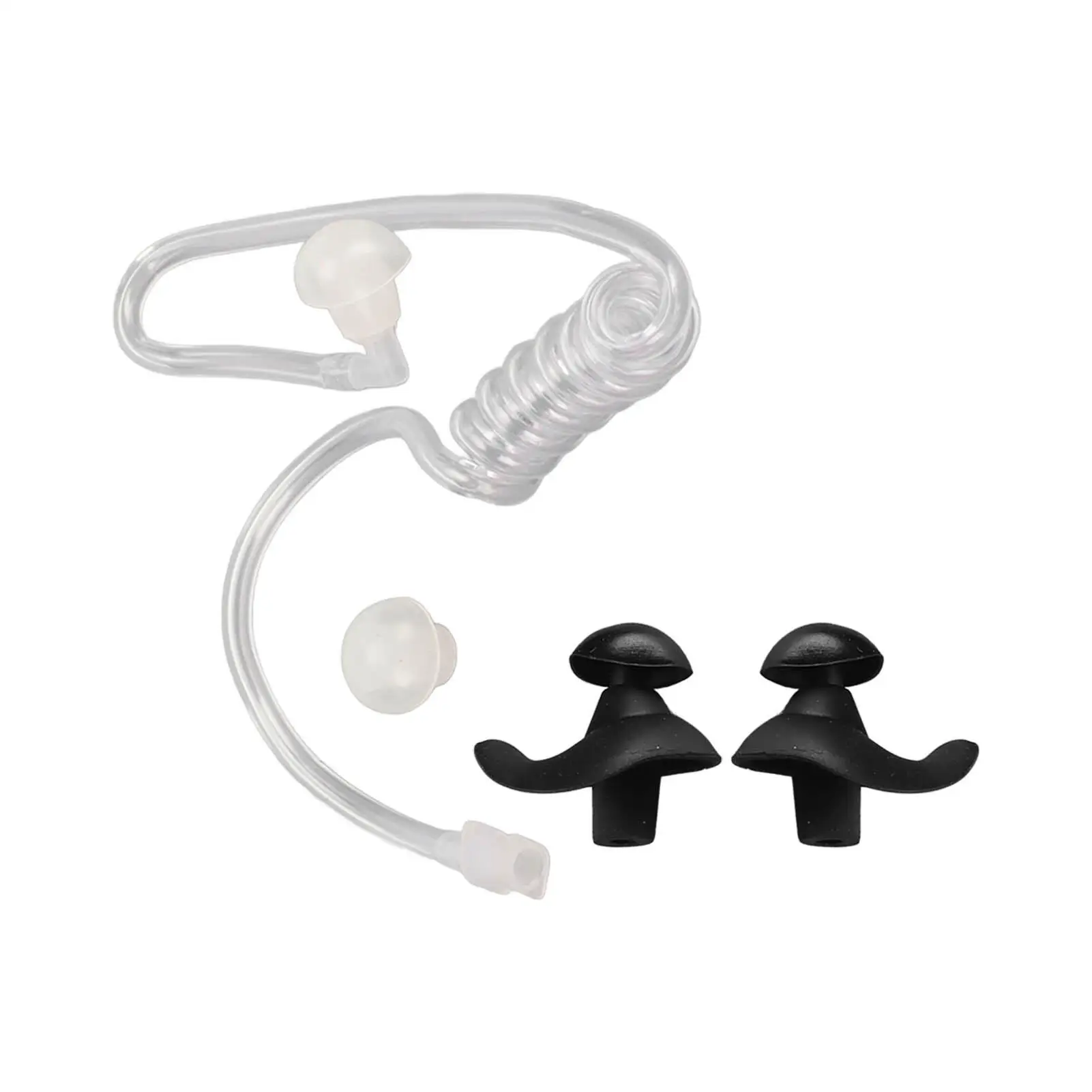 Universal Acoustic Coil Tube with Silicone Earplugs for two -Way Radio Headsets - Replacement Accessory