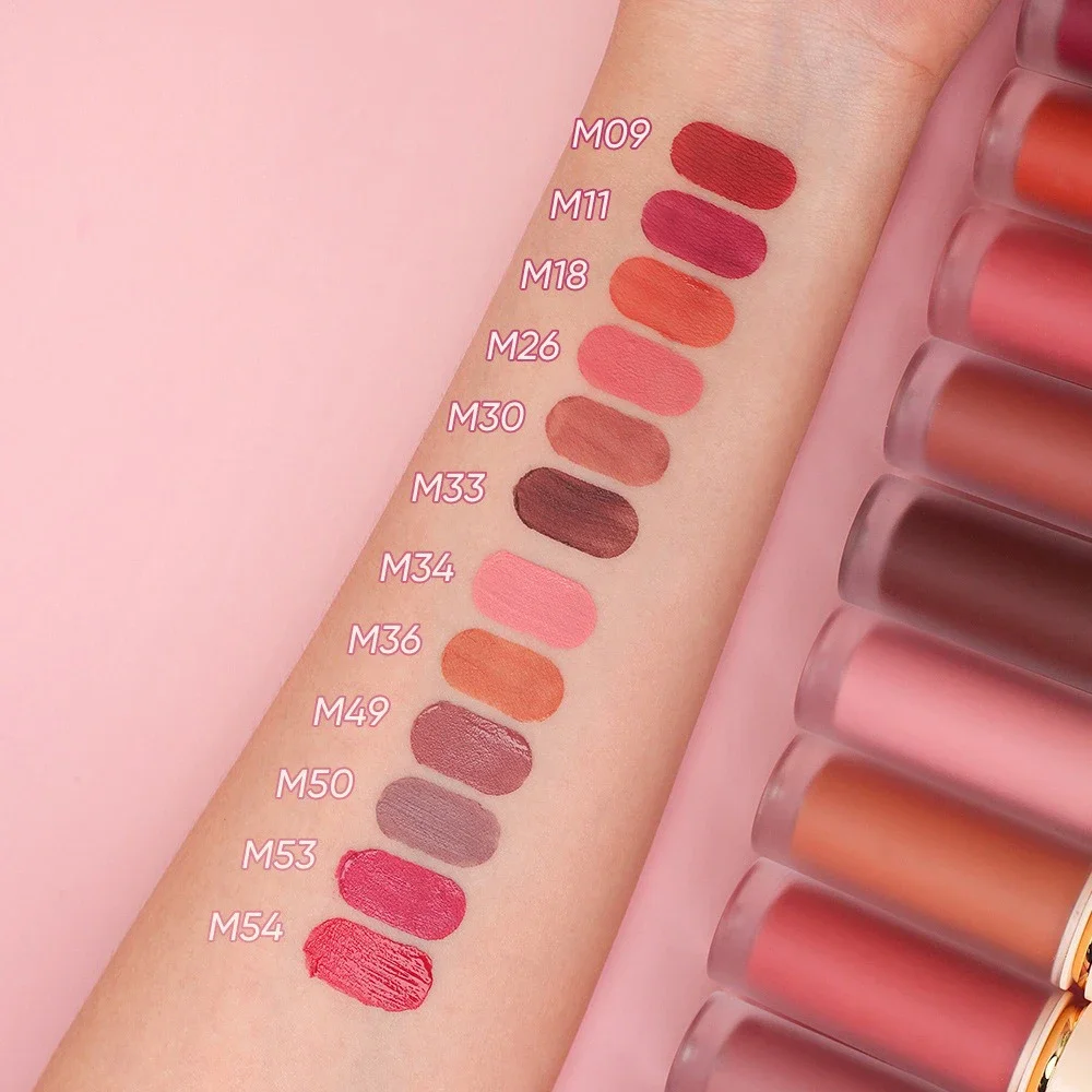 Private Label Matte Liquid Lipstick Custom Logo Waterproof Moisturizer Velvet Lip Gloss Non-Stick Cup Cosmetic Makeup Wholesale