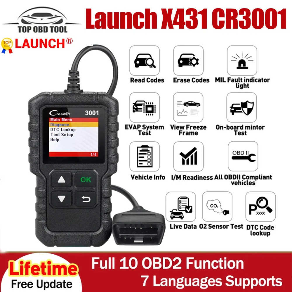 Launch x431 cr3001 (сканер obd2 полный отзывы список авто функции) купить от 1 560,00 руб. Инструмент для ремонта автомобилей на 1rub.ru