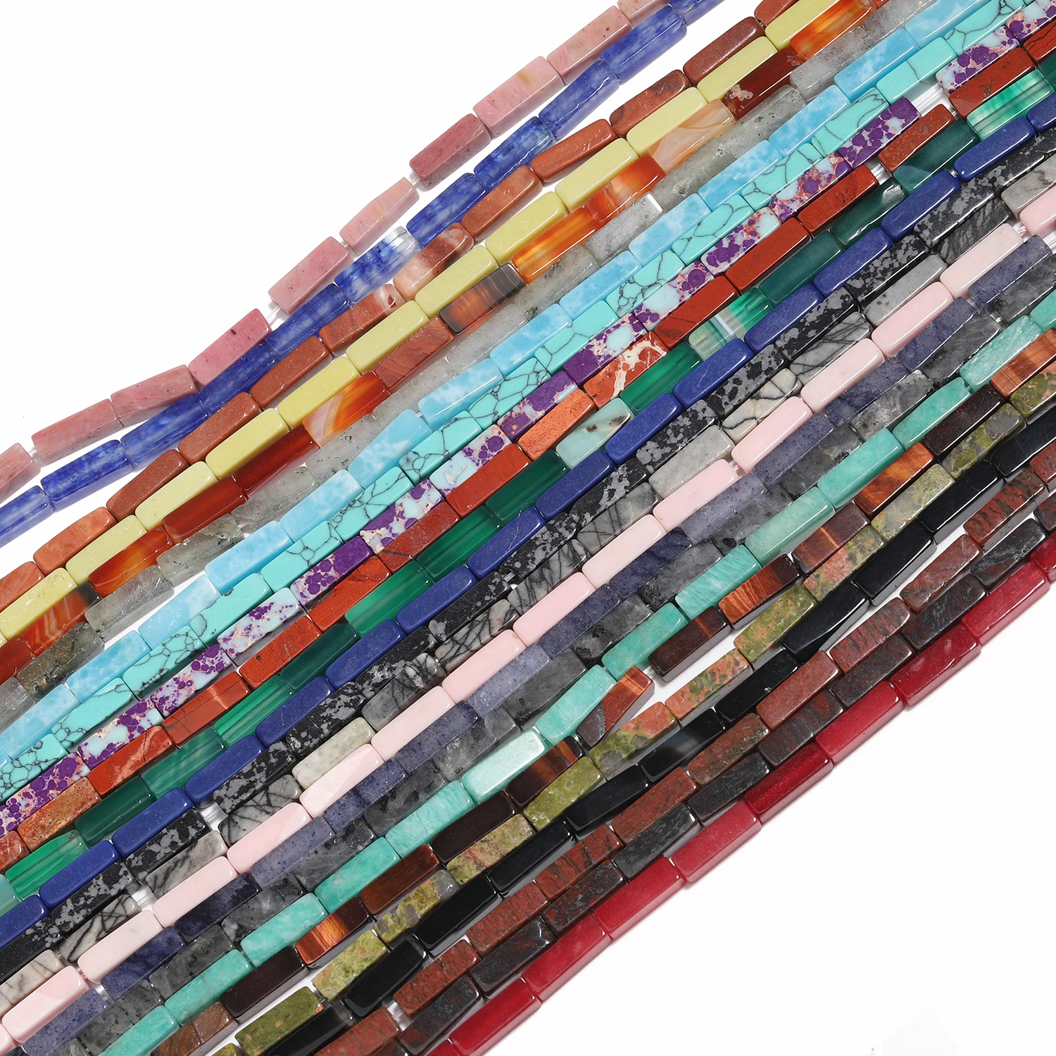 13x4mm Rectangular Stone Beads  Natural Tube Jades Agates Beads for Jewelry Making DIY Bracelets Necklace Accessories