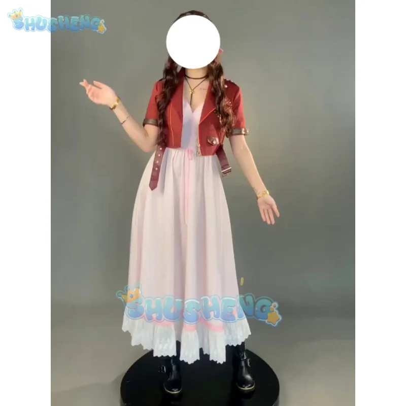 Final Fantasy VII Aerith Cosplay gainsquarm Costume giacca vestito abiti donna festa di Halloween per le signore giochi di ruolo vestiti