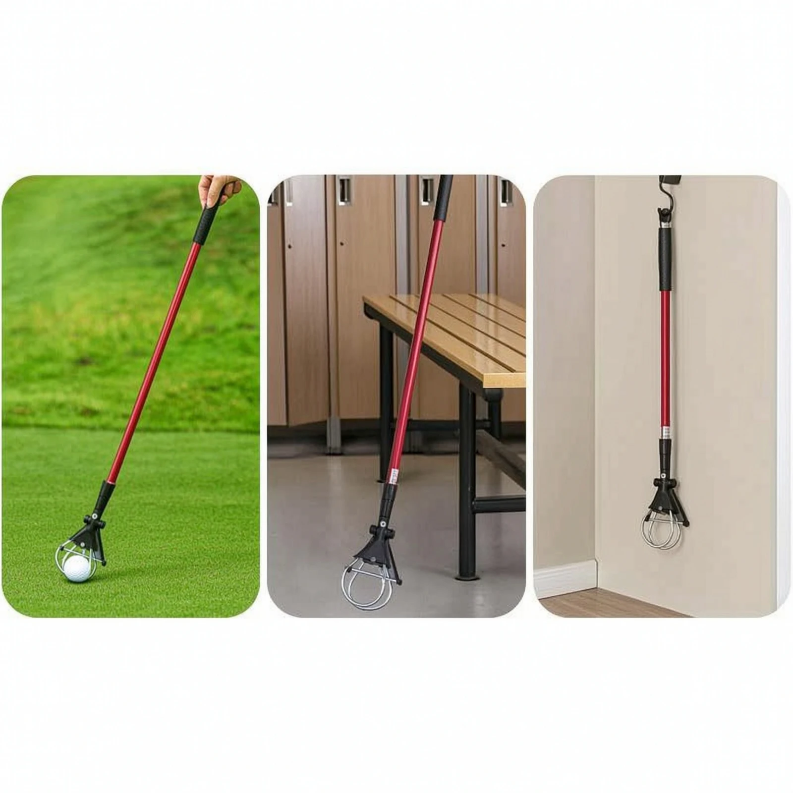 Golf Retriever Sports Accessory Portable 3 Section Telescopic Golf Ball Retriever Black Handle view 5