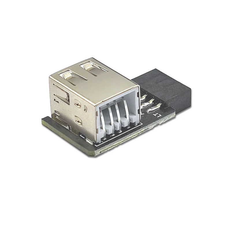 Riser conector interno da placa-mãe para dispositivo USB, 9Pin para 2 portas, conector fêmea tipo A, 9Pin para 2 portas