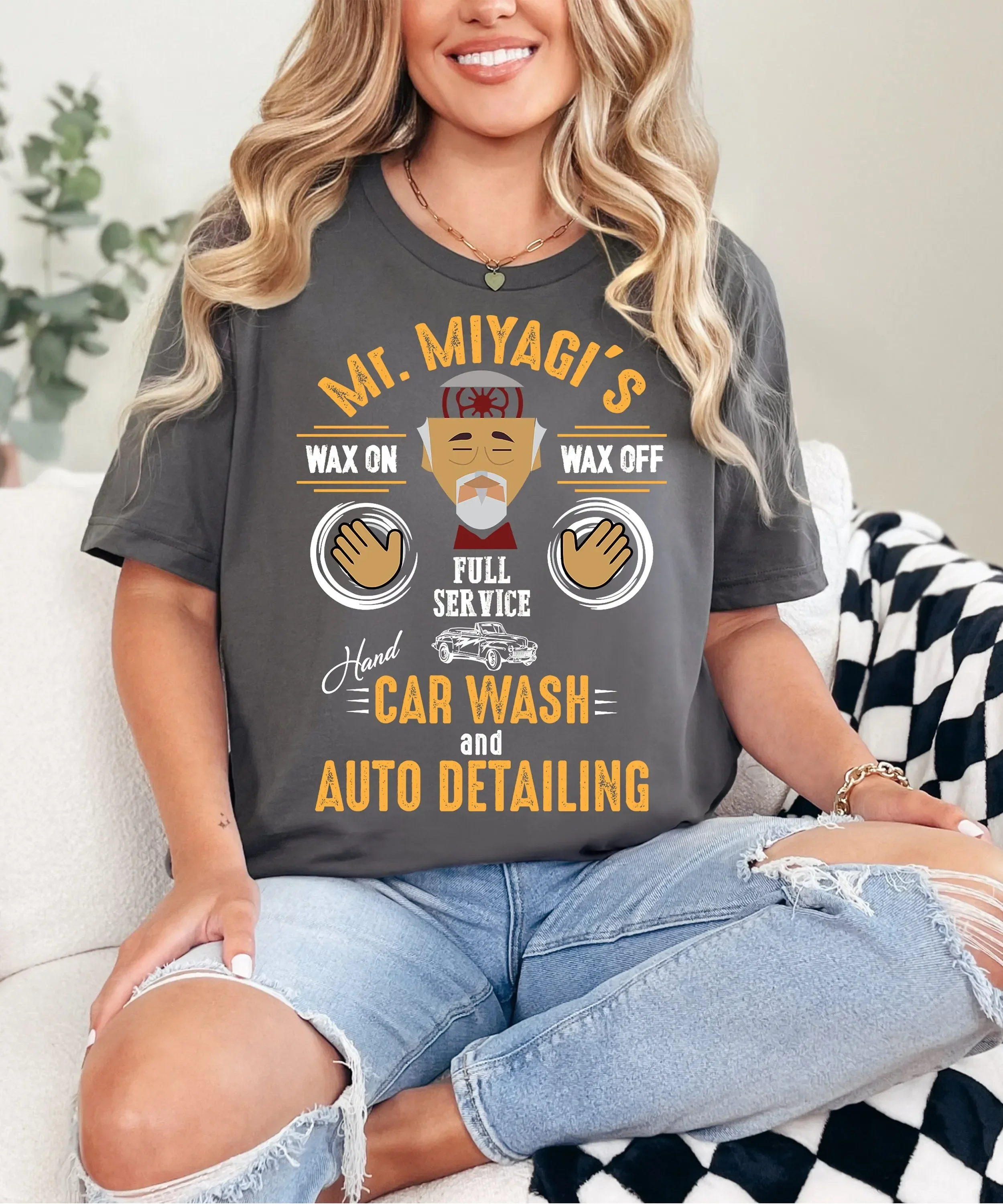 Mr Myagi Wax On Off T Shirt Funny Car Lover Apparel Auto Detailing Art Carwash Party Repair Clothing Detail