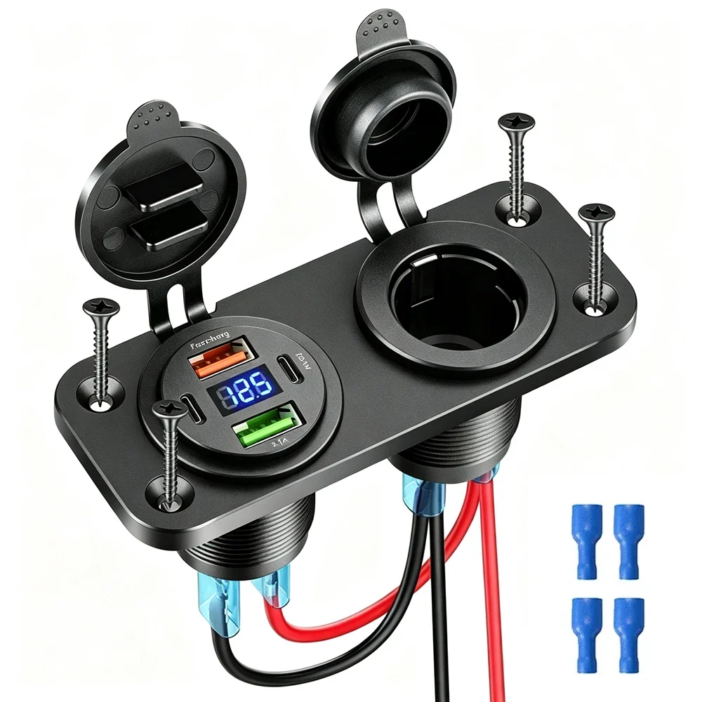 12V/24V Dual-Auto-USB-Buchse Wasserdichter Zigarettenanzünder-Adapter Quick Charge 3.0 für Auto, Boot, Wohnmobil, Motorrad – Detail 3