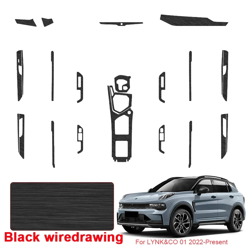 Car Carbon Interior Sticker Lifting Window Panel Decal For LYNK&CO 01 2022-Present LHD Gear Inner Door Protective Film Accessory
