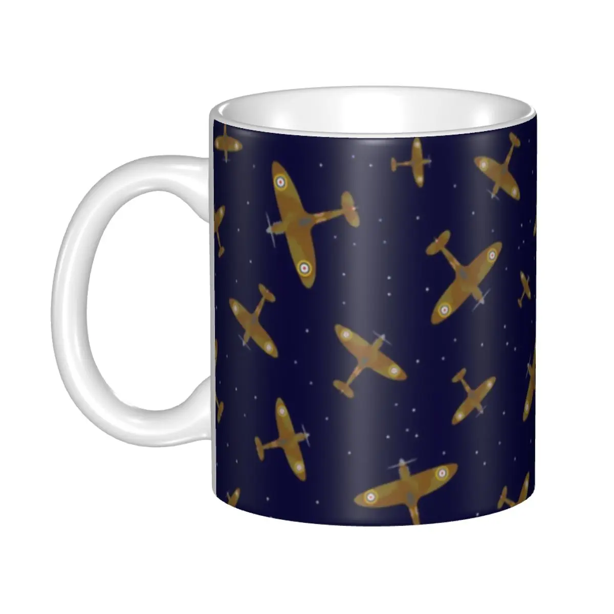 Custom Spitfire Blueprint Coffee Mugs DIY Fighter Pilot Aircraft Airplane Plane Ceramic Milk Tea Cups