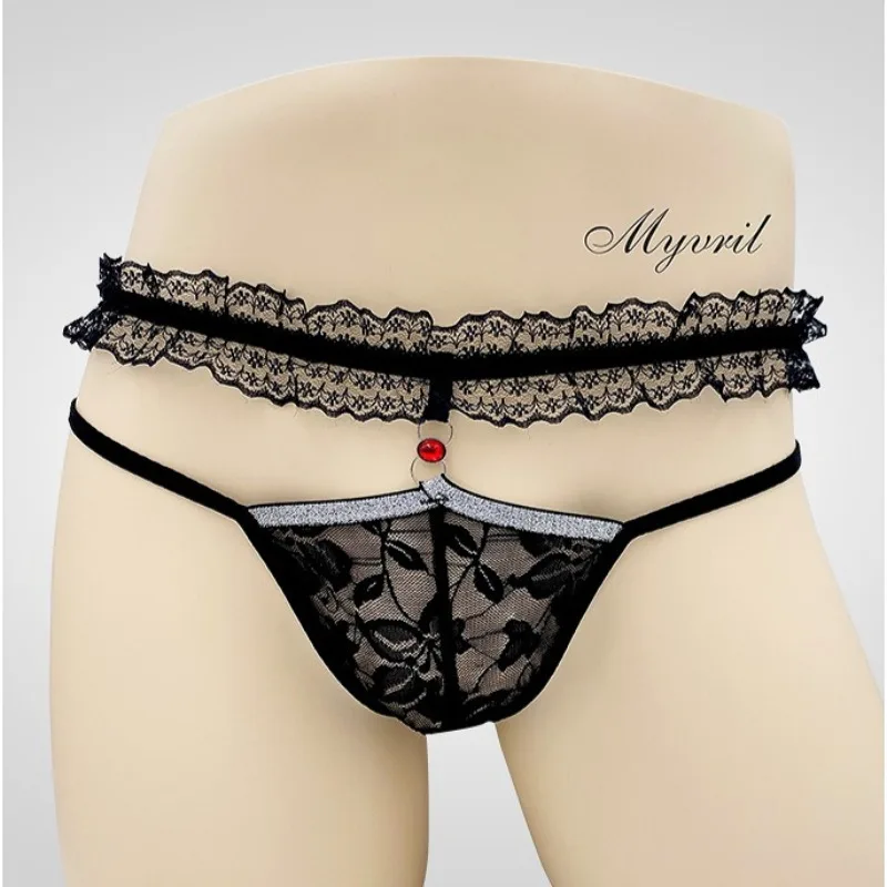 Transparent Thongs Lace Men's U Pouch Convex Underwear Seamless Hollow Male Lingerie Tanga Breathable Invisible Triangle Strings