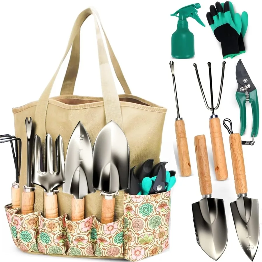

Gardening Tools Garden Tool Set Stainless Steel Heavy Duty with NonSlip Grip Storage Tote Bag Outdoor Hand Tools Ideal Garden T