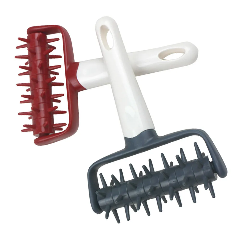 2Pcs Pizza Dough Roller Set Professional Plastic Tool Pizza Hole Puncher Pastry Needle Wheel Rolling Pin Dough Baking
