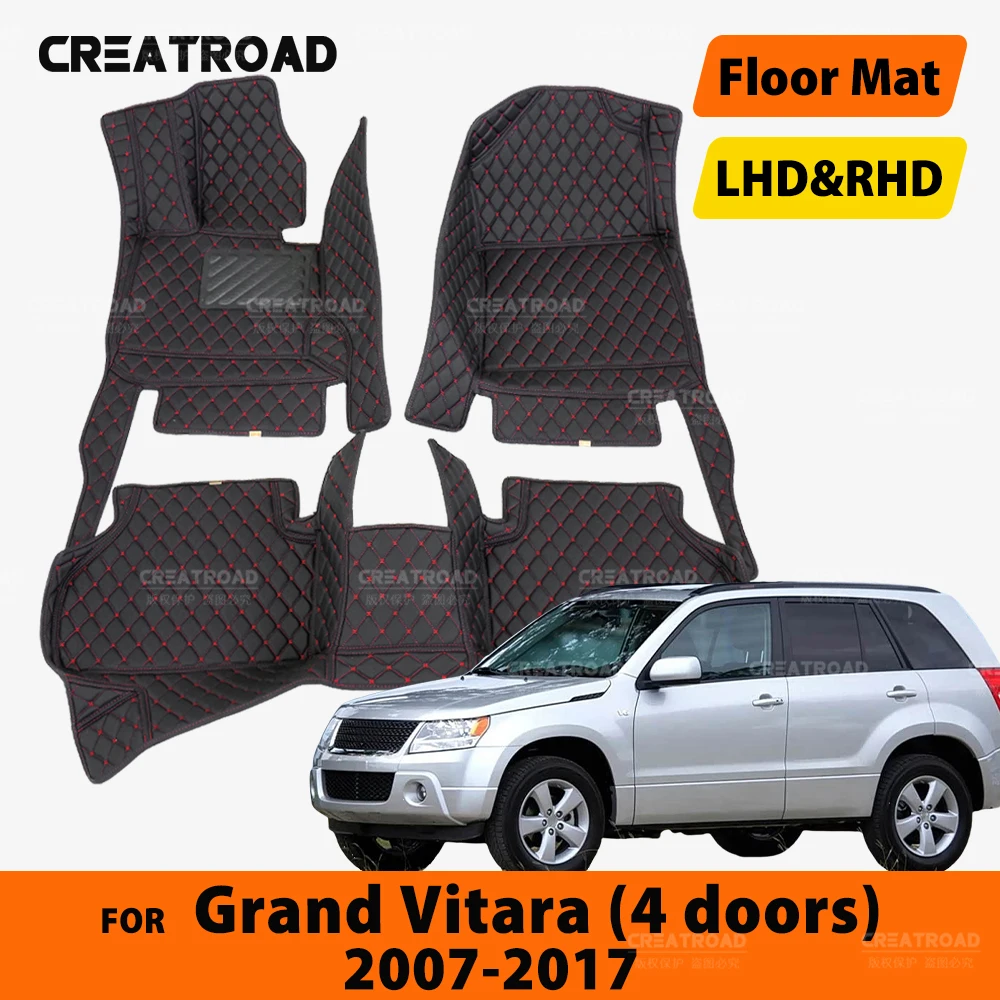 

For Suzuki Grand Vitara (Four doors) 2007-2017 2016 2015 2014 2013 Custom Car Floor Mats Automobile Interior Details Accessories