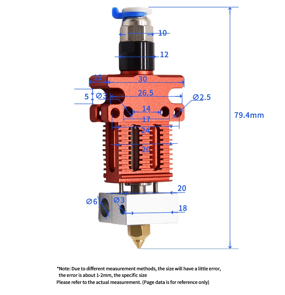 CR-6 SE Assembled Full Extruder Hotend Kit with Thermistor Heater 0.4mm Nozzle Heating Block for CR6 SE Hotend Extruder