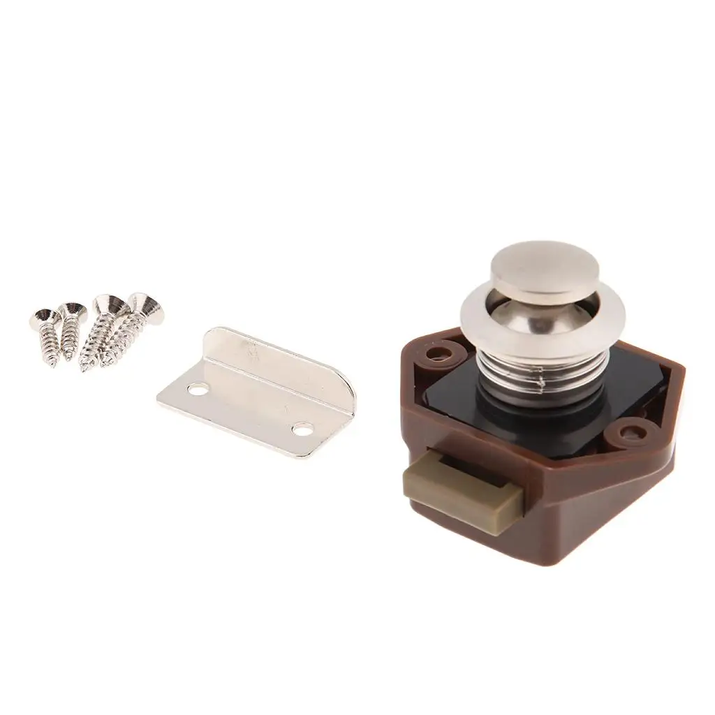 Push Button Cabinet Latch Alloy Brown 20mm Hole Keyless Cupboard Door Knob Latch for Yachts Vessel Desks and Boat Latch