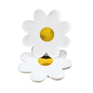 Goldener Einwegpapierschild mit Bällen, Dessertschale für Geburtstagstorte, dekorierte Party, kleine Gänseblümchen, Papiertischutensilien mit 10 Teilen 6 Hauptverkaufsfarbe Kuchenplatte - №5