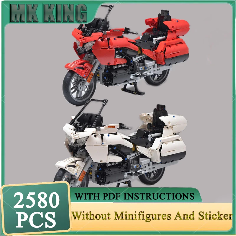 Urban Vehicle Model Moc Building Bricks GL1800 (1:7) Red Motorcycle Technology Modular Blocks Gifts Christmas Toys DIY Assembly