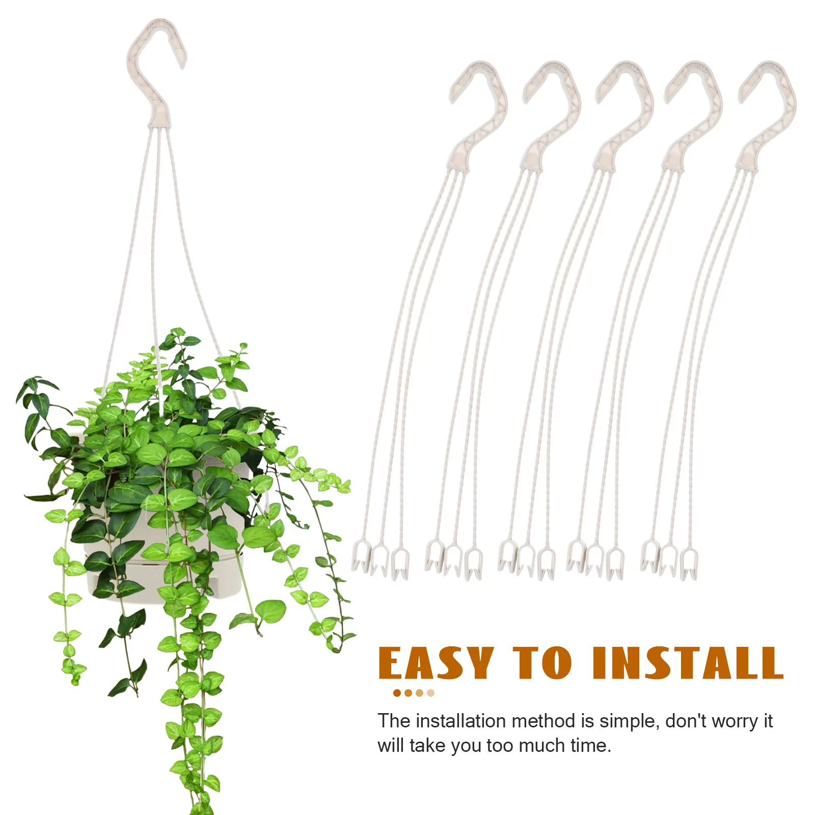 5Pcs Strong Plastic Planter Hangers Flowerpot Hooks for Hanging Baskets Indoor Outdoor Garden Living Room Bedroom Decor