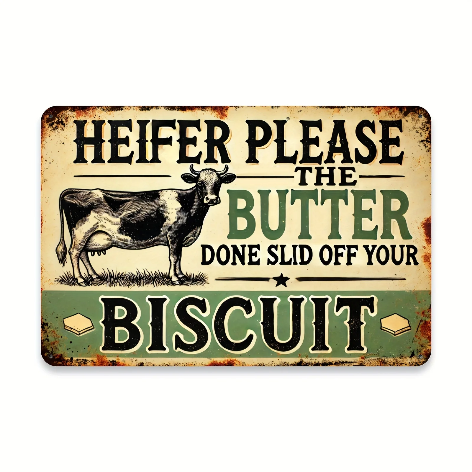 Metal Iron Sign, Featuring Young Cow Milk Butter Cookies - Vintage Country Humor Design, Perfect for Home Decor