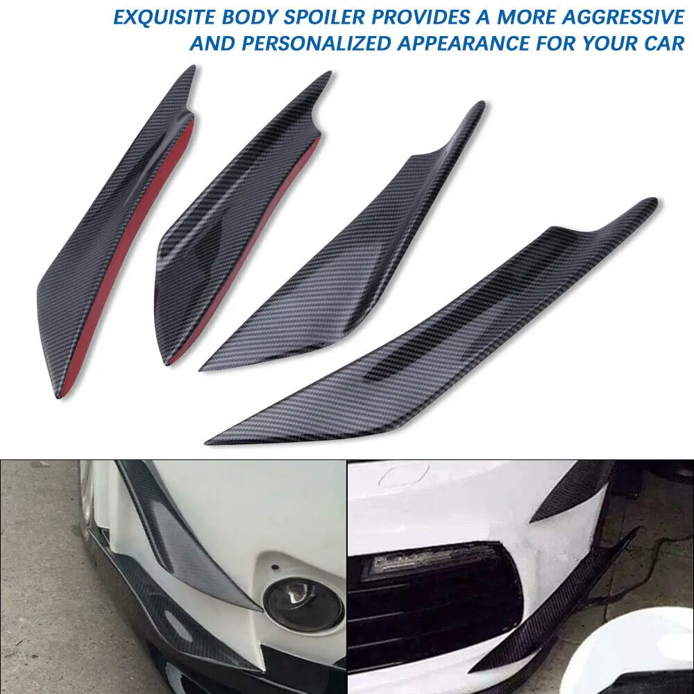 LAICY 4PCS For Mitsubishi Lancer EVO 2002-2017 Car Front Bumper Canard Splitter Lip Splitter Fins Diffuser Guard Body Spoiler