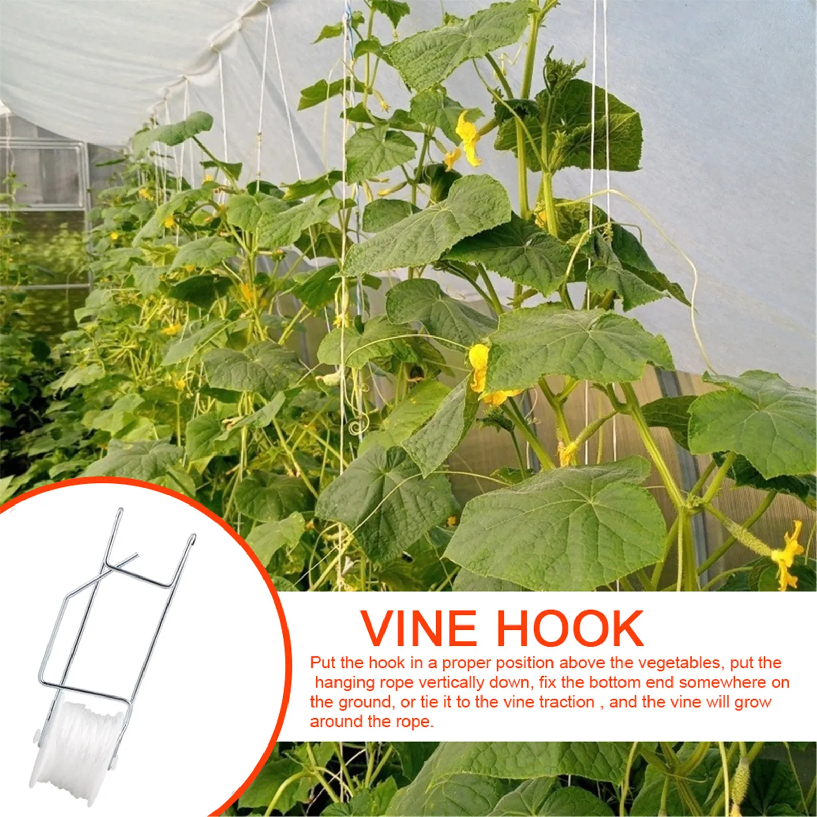 Tomato Twine Trellis Roller Hook Holder Greenhouse Heat Resistant 15m Weather-Resistant Accessories Garden Plant Supports