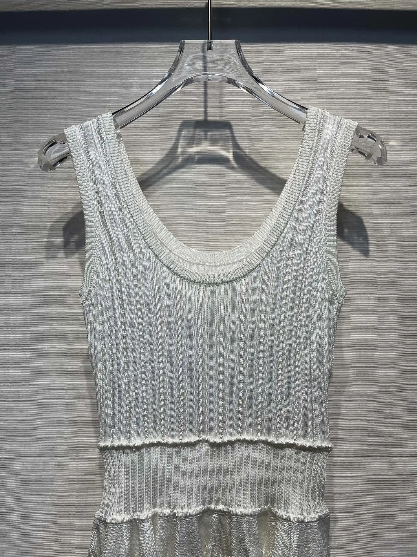 

2025 Women's Fashion White Sleeveless Knit Patchwork Mini Dress