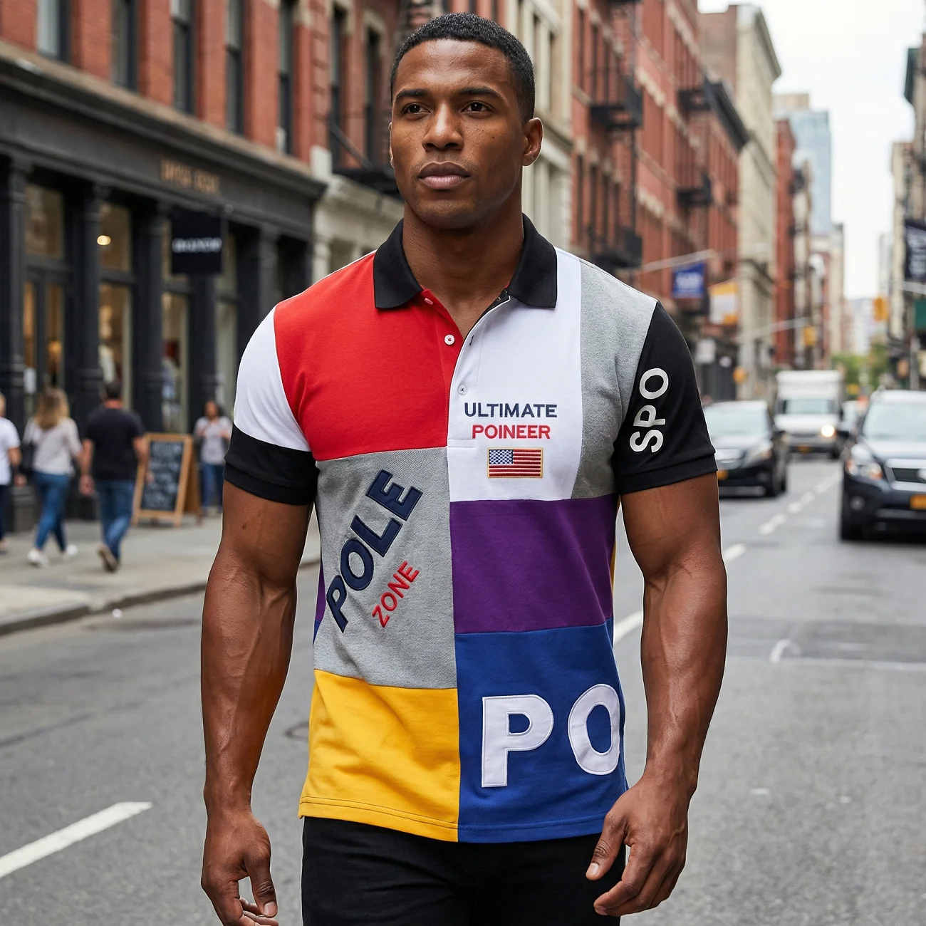 United States Herren-Poloshirts, kurzärmelige Polokragen, modisch, lässig, sportlich, hochwertige, mikroelastische Stickerei aus reiner Baumwolle