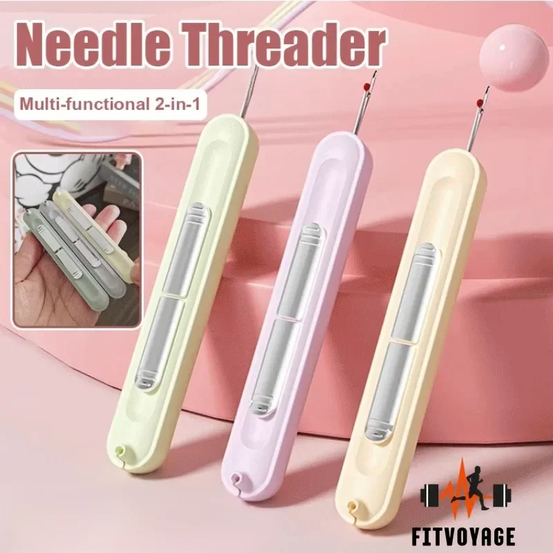 

2 in 1 Needle Threaders Outdoor Tools Wire Loop DIY Seam Ripper Hand Machine Sewing Tool for Sewing Crafting with Clear Box