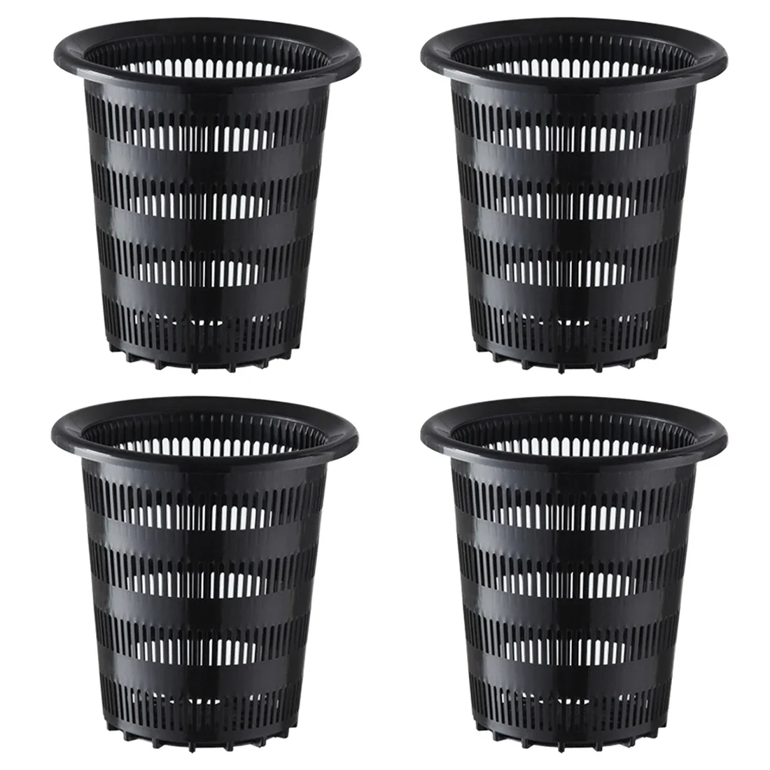 4Pcs 16 X 15 X 15cm Height  Mesh Pot Net Cup Planting Basket Hydroponic Plant Grow Garden Garden Tools - White Black