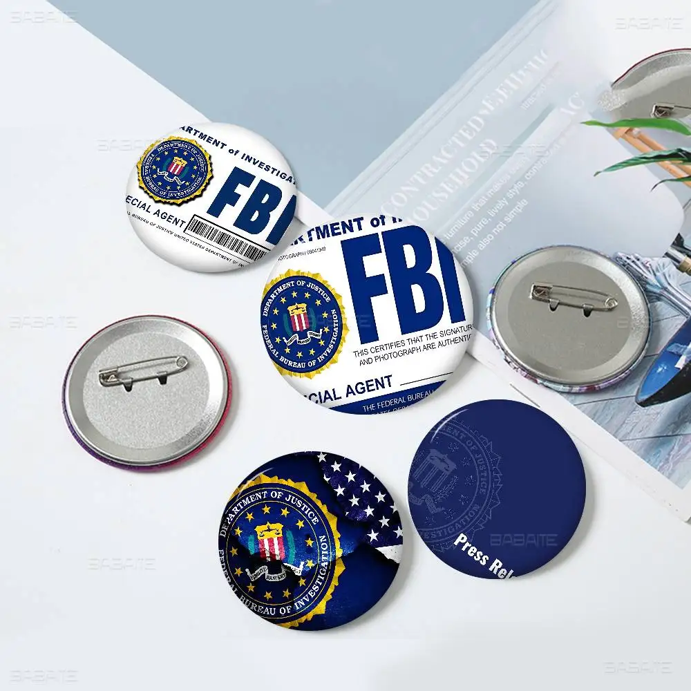 Police FBI Matte Film 32/44/58MM Customizable Button Pins Cute Funny Creative Badge Jewelry Decor Gifts for Friends