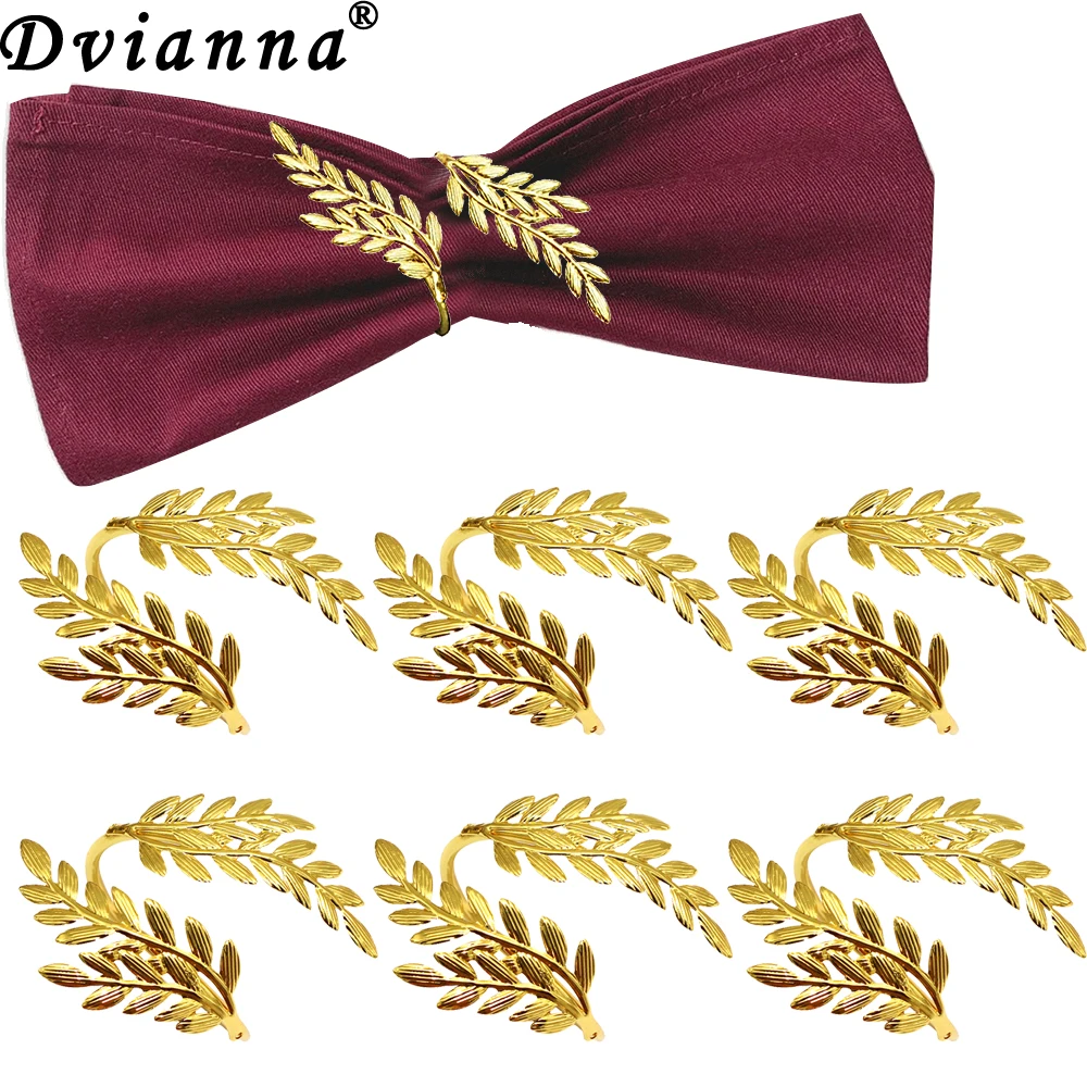 12Pcs Gold Wheat Napkin Rings Metal Napkin Holder for Wedding Banquet Thanksgiving Dinner Party Table Decor Supplies